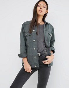 Джинсовая выбеленная куртка цвета хаки ASOS - Зеленый