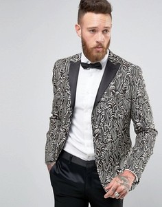 Черный жаккардовый фактурный блейзер узкого кроя ASOS - Черный