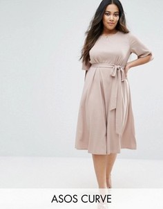 Платье миди с завязкой спереди ASOS CURVE - Розовый