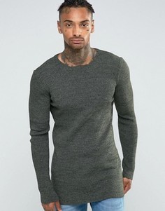 Удлиненный джемпер в рубчик ASOS - Зеленый