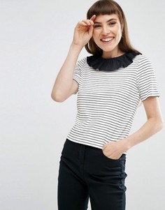 Топ в полоску с оборкой вдоль горловины ASOS - Мульти