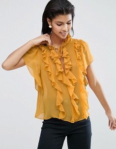 Блузка с оборками и короткими рукавами ASOS - Желтый