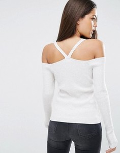 Джемпер с открытыми плечами и бретелями ASOS - Серый