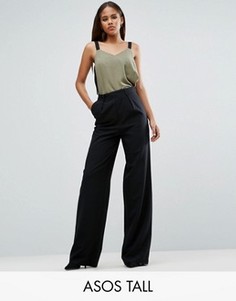 Брюки с широкими штанинами и складками ASOS TALL - Черный