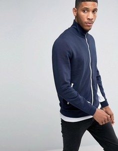 Трикотажная спортивная куртка с контрастными молниями и вставками ASOS - Темно-синий