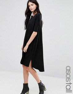 Свободное платье-футболка с асимметричным краем ASOS TALL - Черный