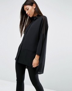 Свободная блузка с полупрозрачными вставками ASOS - Черный
