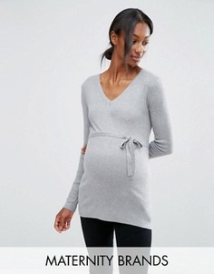Тонкий вязаный джемпер для беременных Mamalicious Maternity - Серый Mama.Licious