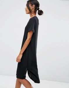 Полупрозрачное цельнокройное платье миди ASOS - Черный