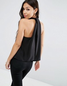 Топ из крепа с драпированной спинкой и халтером ASOS - Черный
