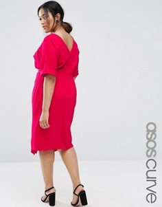 Платье с разрезом спереди ASOS CURVE - Розовый