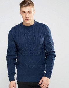 Вязаный джемпер с узором косичка Bellfield - Темно-синий