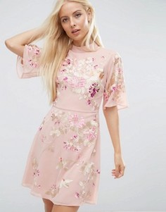 Платье мини с цветочной вышивкой ASOS PREMIUM - Мульти