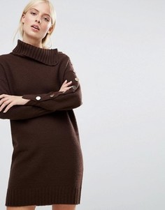Платье-джемпер с пуговицами на вороте ASOS - Коричневый