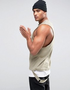 Длинная майка с двухслойным эффектом и ремешком ASOS - Зеленый