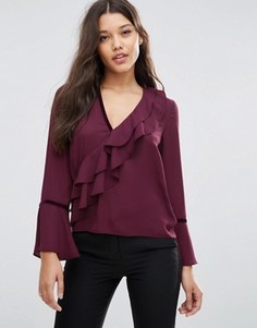 Блузка с рюшами и бархатной отделкой ASOS - Красный