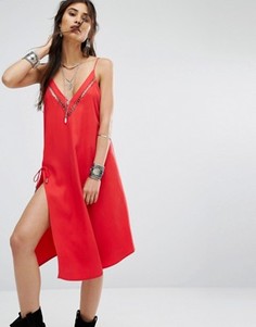 Платье миди с отделкой в стиле милитари Free People All I Want - Красный