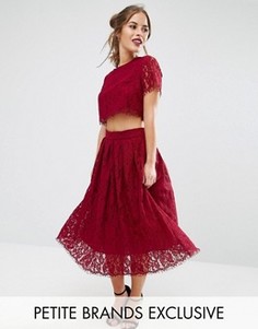 Короткое приталенное платье для выпускного 2 в 1 из кружева True Decadence Petite - Красный
