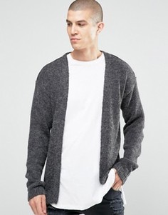 Удлиненный кардиган из пряжи с добавлением шерсти альпака ASOS - Серый