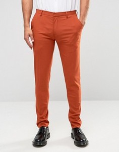 Красно-бурые супероблегающие брюки в строгом стиле ASOS - Красный