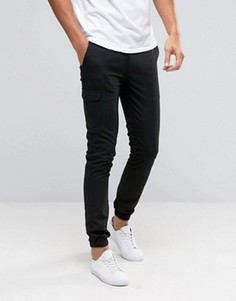 Супероблегающие джоггеры в строгом стиле с карманами ASOS - Черный