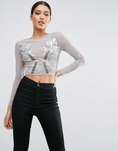Топ с декоративной отделкой ASOS NIGHT - Бесцветный
