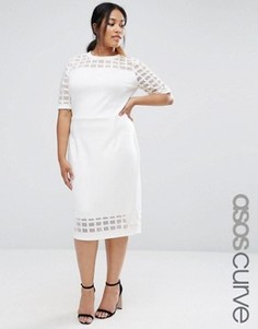 Платье-футляр миди ASOS CURVE - Кремовый