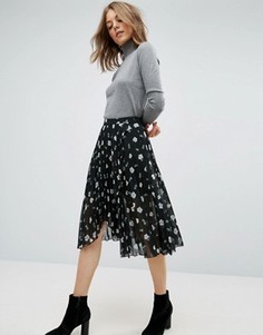 Плиссированная юбка миди с запахом и принтом ASOS - Мульти