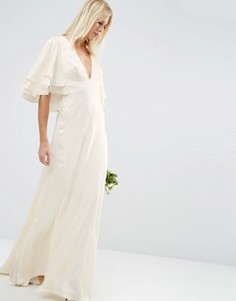 Платье макси со вставками и рукавами-бабочка ASOS BRIDAL - Белый