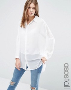 Oversize-блузка с прозрачными вставками ASOS TALL - Кремовый