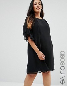 Свободное чайное платье мини ASOS CURVE - Черный