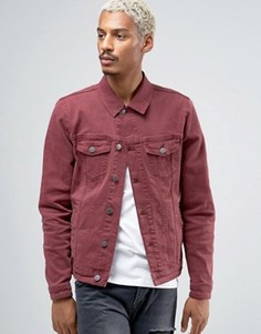 Бордовая джинсовая куртка скинни ASOS - Красный