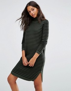 Платье-джемпер с асимметричным подолом в рубчик Vero Moda - Зеленый