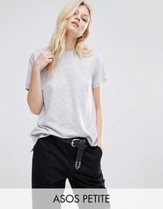 Футболка с добавлением льна ASOS PETITE - Серый