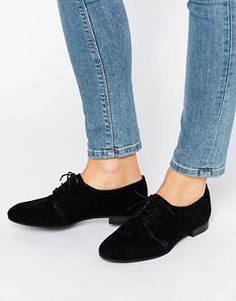 Замшевые туфли на плоской подошве со шнуровкой Office Farley - Черный