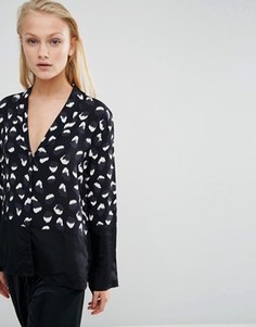 Блузка в пижамном стиле со звериным принтом ASOS - Мульти