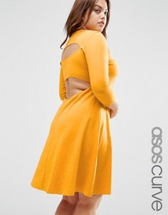 Короткое приталенное платье с вырезами сзади ASOS CURVE - Желтый