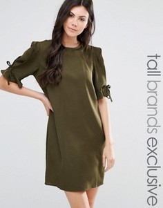 Цельнокройное платье с завязками на рукавах Fashion Union Tall - Зеленый