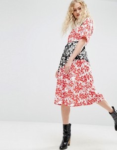 Платье миди с принтами на вставках ASOS Made In Kenya - Мульти