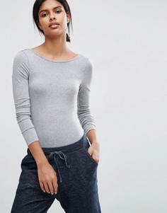 Боди с длинными рукавами и глубоким вырезом сзади ASOS - Серый