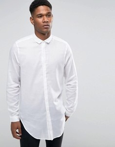 Белая супердлинная рубашка из хлопка с драпировкой ASOS - Белый