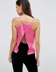 Атласный топ с запахом сзади ASOS - Розовый