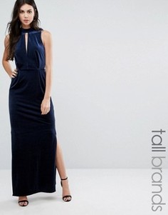 Бархатное платье макси с кружевом на спине Vero Moda Tall - Темно-синий