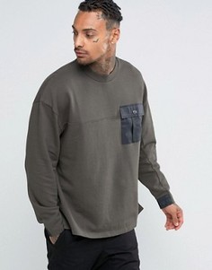 Oversize-свитшот с тканым карманом на груди ASOS - Зеленый