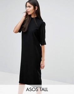 Платье миди с высокой горловиной ASOS TALL - Черный
