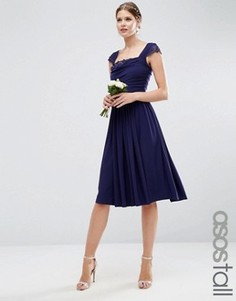 Платье миди с кружевными вставками ASOS TALL WEDDING - Темно-синий