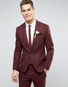 Бордовый фактурный пиджак скинни ASOS WEDDING - Красный