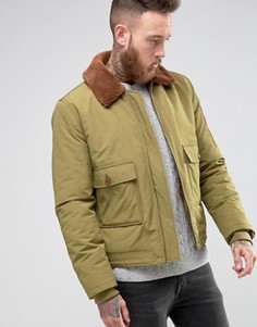 Куртка милитари цвета хаки с воротником борг ASOS - Зеленый