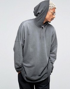 Oversize-худи с укороченными рукавами ASOS - Серый