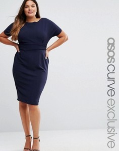 Платье с широкими рукавами ASOS CURVE - Темно-синий